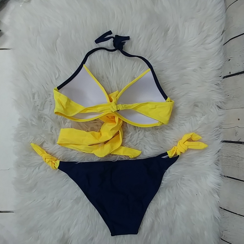 Yellow and blue push up bikini - Picture 5 of 6